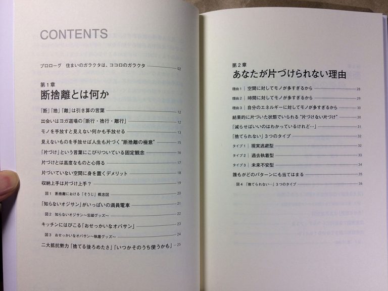 やましたひでこ 断捨離入門講座 目次1章、2章です